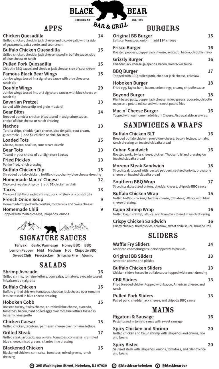 Black Bear Diner Alcohol Menu